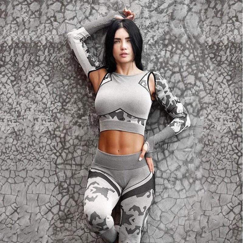 Hollow Camouflage Sports Slimming Suit