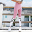 Contrast Color Peach Hip Lifting Fitness Yoga Pants