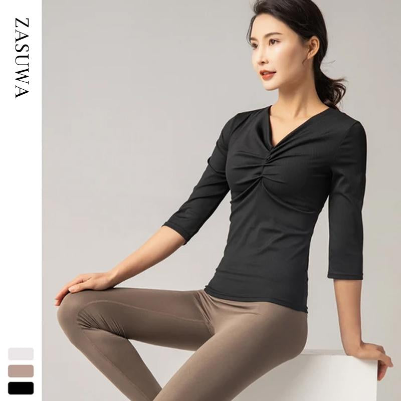 Outdoor Leisure neck Solid Color Yoga Long Sleeves