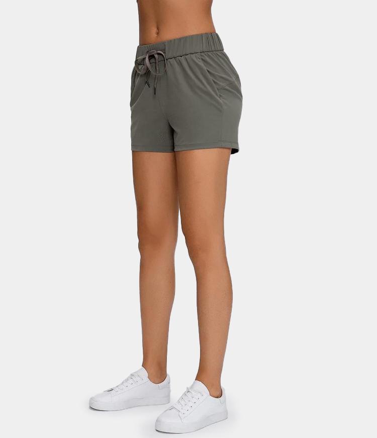 Bloom Mid Rise Drawstring Side Pockets Loose Fit Shorts