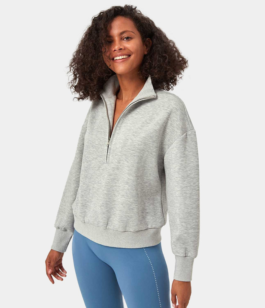 Half Zip Solid Color Sweatshirt