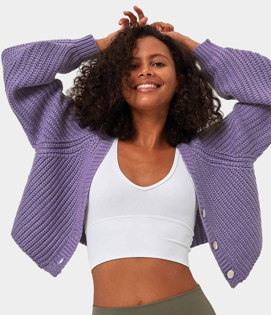 Cable Knitted Cropped Cardigan