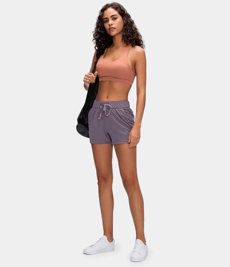 Bloom Mid Rise Drawstring Side Pockets Loose Fit Shorts