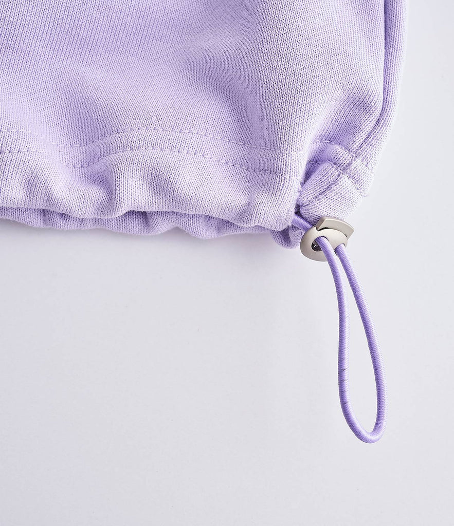 Drawstring Cropped Polo Shirt Split Hem Sweatpants Loungewear Set
