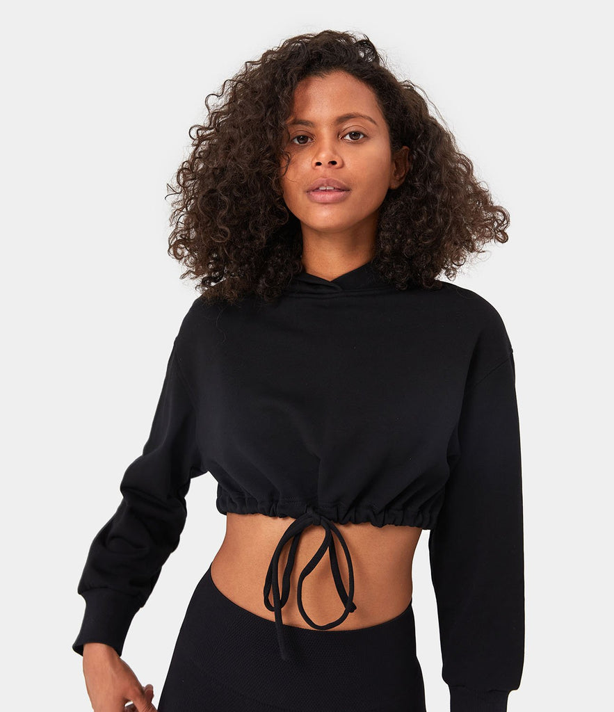 Solid Color Cropped Hoodie